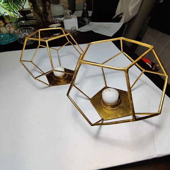 Geometric Tea Lights, group of two, designed by Nate Berkus - Picture 1 of 5